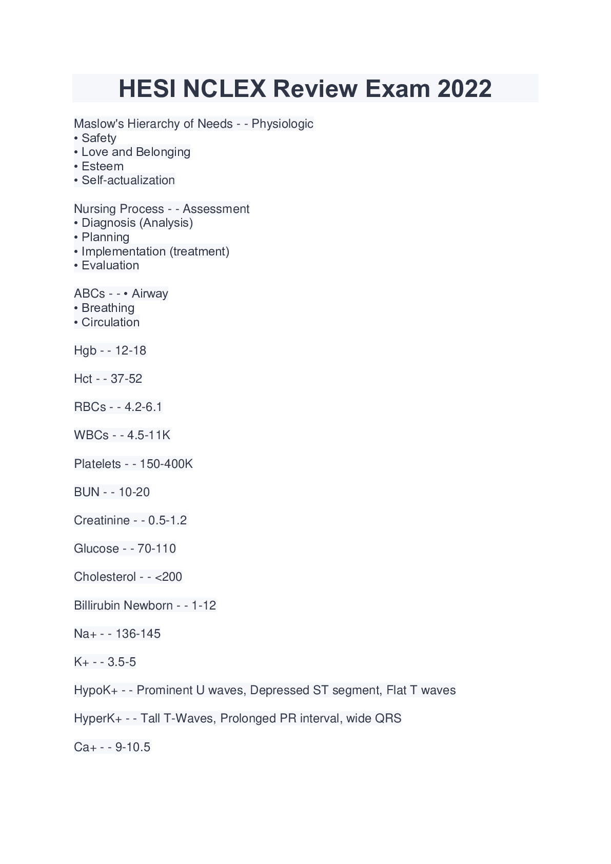 Preview image for HESI NCLEX Review Exam 2022